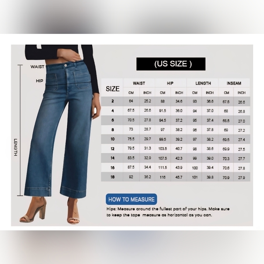 KUNMI Women's Wide Leg High Waisted Stretchy Straight Leg Jeans #1095 NWOT - Picture 9 of 12